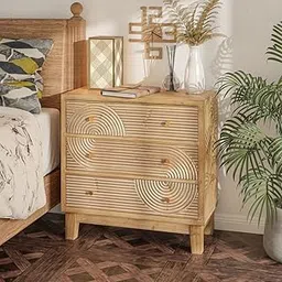 Goldview Furniture Solid Wood Chest of Drawers – 3-Drawer Storage Cabinet with Round Knobs, Natural Finish – Modern Bedroom Dresser Organize Living Room-picture-13