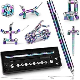 GKN Magnet Pen Set | Rainbow Color Magnetic Toys Pen | Decompression Magnetic Metal Pen | Multifunction Writing Magnet Ballpoint Pen | Fidget Cool Gadgets Toys Gifts for Kids (Rainbow) image 1