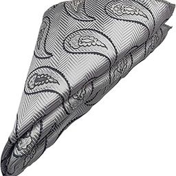 voici France - Premium Pocket Square Men Satin Wedding Handkerchief Multicolor Free Size (Silver with Black)-picture-34