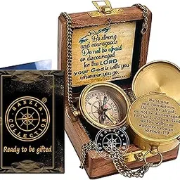 Be Strong and Courageous Joshua 1:9 Solid Brass Directional Compass, Engraved Baptism Gifts for Boys Girls, First Communion, Christian Gifts for Men, First Confirmation Gifts for Boys Catholic Gifts-picture-31