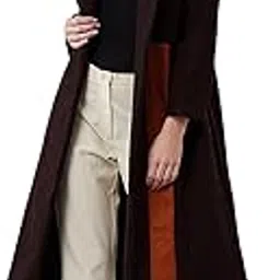 poshbery Brown Long Coat with Asymmetric Rust Stripe Detail and has Full Sleeves.-picture-19