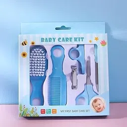 Baby Care Kit, 6-Piece Grooming Set with Brush, Comb, Nail Clippers, and Scissors - Random Color (Blue & Pink)-image-9