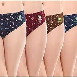 Seyyaal Woman's Printed Cotton Briefs Panties Innerwear Underwear Multicolor - (Pack of 5)-picture-54