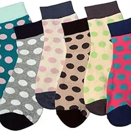 NEXT2SKIN Women’s Cotton Ankle Socks with Big Polka Dots– Soft, Breathable, Comfortable Everyday Socks in Multicolored-Pack of 6-image-19