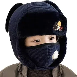 JMP Unisex Kids Russian Hat Trapper Bomber Warm Trooper Ear Flaps Winter Ski Hat Cap Headwear,5-10 Years (Black) (Pack of 1)-picture-10