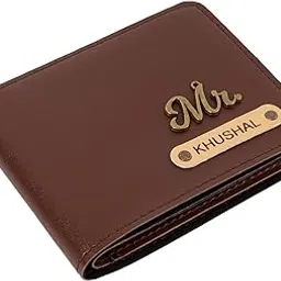 Men's Customized Wallet I Slim Stylish Leather Personalized Purse with Name & Charm I Unique Birthday Anniversary Gift for Men Boy Husband Employees Client I Set of 1 - Brown-image-5