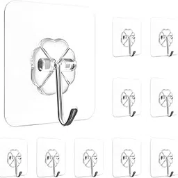 Flower Acrylic Adhesive Wall Hooks, 10 Pack Heavy Duty Hooks for Wall Hanging, Strong | Self-Adhesive Sticker Hooks for Walls | Waterproof Wall Hanger Hook for Hanging Coats, Keys, and Heavy Items-image-89