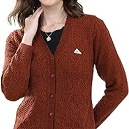 monte carlo Women's Regular Fit Cardigan | Self Design Pattern | Button Closure with Full Sleeves V Neck Winter Cardigan for Womens-picture-34
