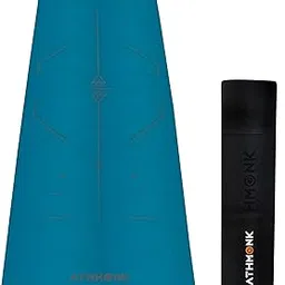 Athmonk Dual Colour TPE Pro Yoga Mat for Woman and Man with Alignment Guide Lines | Home Gym Equipment Exercise Mats for Workout | 6mm Thick Anti Slip Mat for Kids | Big Size with Cover Bag, Teal-picture-15