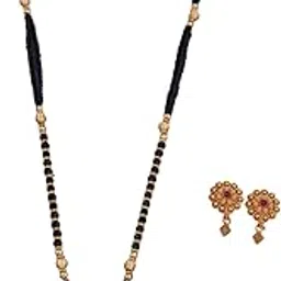 wuzong Traditional Ethnic Multi-Strand Mangalsutra Necklace, Black and Gold-picture-24