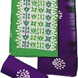 aradhya creation Batik Cotton Dress Material Set, Yellow and Green, Floral Embroidered Pattern, Unstitched, 3 Pieces-picture-21