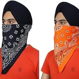 bismaadh Cotton Novelty Double Sided Print Paisley Cowboy Bandana Scarf Headband Handkerchiefs Pack of 2-picture-26