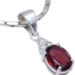 anika jewellers Garnet, White Topaz Natural Gemstone 925 Sterling Silver Pendant -(1.1 gm)-picture-29