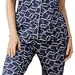 clovia Women's Cotton Printed Button Down Shirt & Pyjama Nightsuit Set (LS0025A19_S_Multi)-picture-37