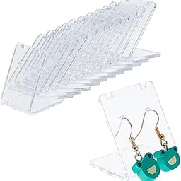 Ashani Creations 24 Packs 48 Holes Earring Holder L-Shape Jewelry Displays Marketing Holders Acrylic Necklace Stand for Necklace Jewelry Dangling Slant Back Display(mini transparent Pack of 24)-image-55