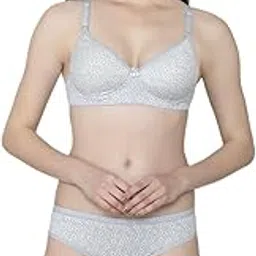 peshe Printed Full Coverage Padded Cotton Bra Panty Set for Women-picture-38