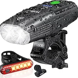 Yosky USB Rechargeable Bike Light Set - 1000 Lumens Smart Led Bicycle Headlight Free Tail Light - Super Bright Bike Light Front and Rear - 4 Light Mode Safety Commuter Cycling Light for All Bikes-picture-67