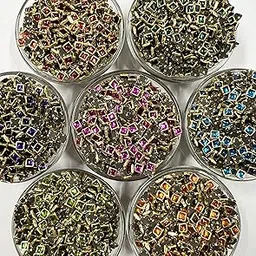 Unikart Colour Glass Kundan Beads Stone Square 4X4Mm For Jewellery Making, Art & Craft Set Of 700 Pieces With Free Fabric Glue & Storage Box, Multicolour-image-72