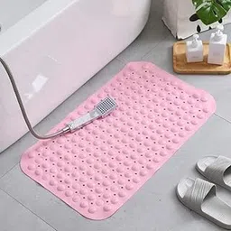 Non-Slip Bathtub Mat, Extra Long Safety Shower Mat with Suction Cups, Machine Washable PVC, Anti-Bacterial Design for Bathroom, Blue (Pink)-picture-15