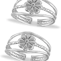 taraash 925 Sterling Silver Floral Metti For Women | Chandi Ki Bichiya | Band Foot Toe Ring-picture-32
