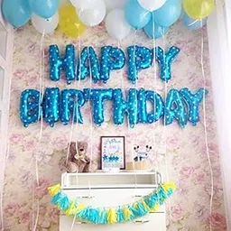 Rozi Decoration Happy Birthday Foil Balloon, Blue Theme Pack of 13 Letters)-picture-25