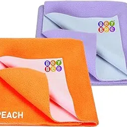 Bey Bee Instadry Anti-Piling Fleece Extra Absorbent Quick Dry Sheet for Baby, Baby Bed Protector, Dry Sheet for New Born Baby, Baby Bed Sheet for Infant, Small Combo 70X50cm (Peach + Violet)-image-72