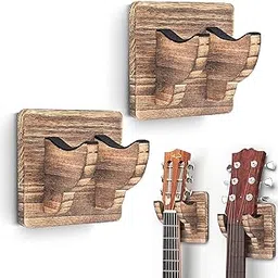 cosy tossy 1 pcs Guitar Wall Hanger, Guitar Wall Mount Guitar Holder Ukulele Hanger Bracket Wood Hanging Holder for Acoustic Guitar Bass Banjo Mandolin Brown-picture-24