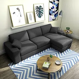 FURNY Dinoy 4 Seater Fabric RHS L Shape Sofa Set (Right Facing - Dark Grey)-picture-29