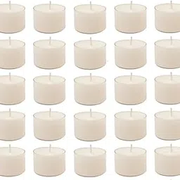 Wax Unscented Tealight Candles Pack of 25 for Diwali Decoration | Long Burning | Paraffin Free & Smokeless | Candles for Home Decor, Offices (Size 1 INCH)-picture-18