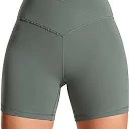 crz yoga Womens Butterluxe Crossover Biker Shorts 5 Inches - Criss Cross High Waisted Workout Yoga Buttery Soft-picture-32