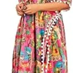 Jaipur Export Quality, Maxi Kaftan for Women,Pure Cotton Nighty, Loungewear Kaftan | Hand Block Printed Women Nighty | Free Size Pink-image-5