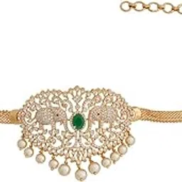 Fashion Jewellery Ruby Gold Polished Copper Zircon Belt with Adjustable Chain, Best for Festive Season & Special Occasion-image-13