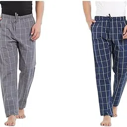 xyxx Men's Super Combed Cotton Checkered Checkmate Pyjamas with Elasticated Waist, Drawstring (Pack of 2)-picture-36
