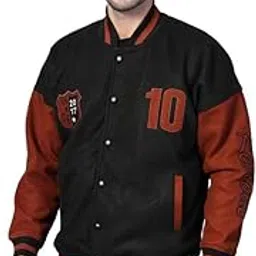Men’s Oversized Varsity Jacket with Snap Button Closure and Patch Design Trendy Comfortable Outerwear for College Travel and Casual Wear-image-5