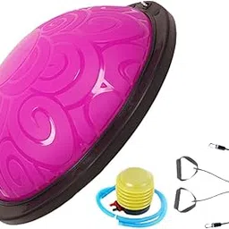 MERISHOPP Balance Ball 18 Inch with Foot Pump Anti Slip Half Ball for Home Pilates Gym Pink|Sporting Goods|Fitness Running & Yoga|Fitness Equipment & Gear|Exercise Balls-picture-10