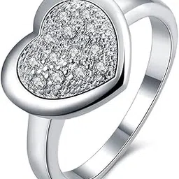 via mazzini 925 Silver Plated Proposal Alluring Heart Ring for Women and Girls (Ring0345)-picture-22