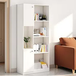 FURNEASER Bookaura Wooden Bookshelf with Doors | Multipurpose Bookcase Storage Organizer for Living Room, Bedroom & Office | Modern Wooden Book Shelf with Cabinets for Home D�cor (White)-picture-21