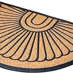 BIRDROCK HOME 24 x 36 Half Round Natural Coir and Rubber Doormat - Natural Fibers - Outdoor Doormat - Keeps Your Floors Clean - Decorative Design - Brush Coir-image-2