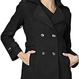 chkokko Polycotton Winter Wear Double Breasted Long Coat for Women-picture-37
