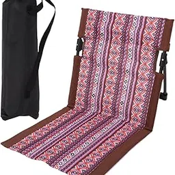 MERISHOPP Outdoor Beach Lounger Compact Foldable Beach Mat for Barbecue Travel Camping Brown Side-image-49