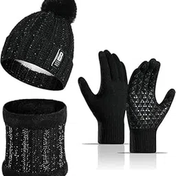 x-lent Winter Knit Beanie Cap Hat Neck Warmer Scarf and Woolen Gloves Set Skull Cap for Men Women/winter cap-picture-29