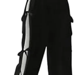 Women's Mid-Rise Elasticated Waist Loose-Fit Trousers with Tie-Knot Design Black-picture-40