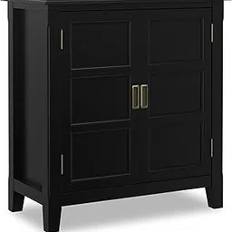 Bablon Teak Wood 30 inch Wide Traditional Low Storage Cabinet for The Living Room, Entryway and Family Room (Black)-picture-19