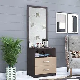 Parul Furniture Dressing Engineered Wood Lower Double Drawer Dressing Table (Wenge & Cream)-image-34