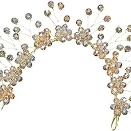Manrav Brooch Floral Bridal Artificial Flowers Floral Wedding Hair Styling Tools Hair Pins for Girls and Women Fancy Hair Clips Rhinestone Brooch (Golden) Pack of 1-image-50