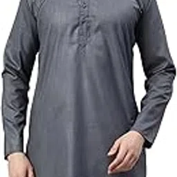majestic man Men's Cotton Blend Straight Fit Straight Regular Solid Long Kurta-picture-18