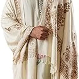 pashmoda Men Nargis Kashmiri Embroidery Stole, Shawl, Authentic Kashmiri Luxury Pashmina Style Shawl, Stole, Medium Size for Gents, Size 28x80 Inches-picture-42