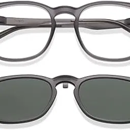 HUSTLR Switch | Zero Power Bluecut & Anti-Glare Computer Glasses Clip-On Sunglasses | Greystone - Grey Full Rim Square | Unisex | Large | LH E17771-W | As Seen on Shark Tank | Peyush Bansal Eyewear-picture-56