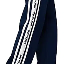 Jump Cuts Mens Side Tap Navy and White Polyester Trackpant-image-89