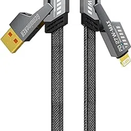 GenuineXER 4 In 1 Fast Charging Upto 65W+27W 6A & 480Mbps Data Sync Cable | Metal Shell & Braided 205 NSC Gold Connecters | C To C, C To USB, C To L, USB To L, For iPhone, iPad, Mac & Android | 1.2 M image 1